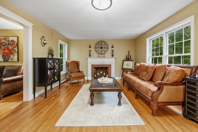 5 Goldfinch Ter, East Lyme, CT 06333 - living room featuring light wood finished floors and a fireplace