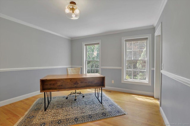 97 Cherry Swamp Rd, East Haddam, CT 06469 - office with light wood-style flooring and crown molding