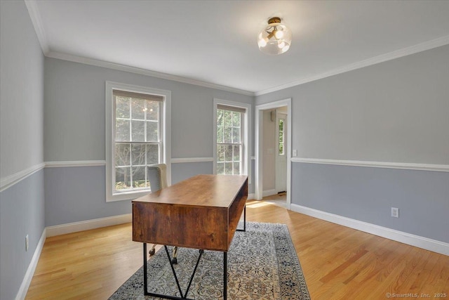 97 Cherry Swamp Rd, East Haddam, CT 06469 - home office with light wood-style flooring and ornamental molding
