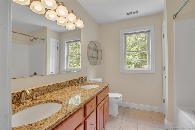 97 Cherry Swamp Rd, East Haddam, CT 06469 - full bathroom featuring plenty of natural light, double vanity, and tile patterned flooring