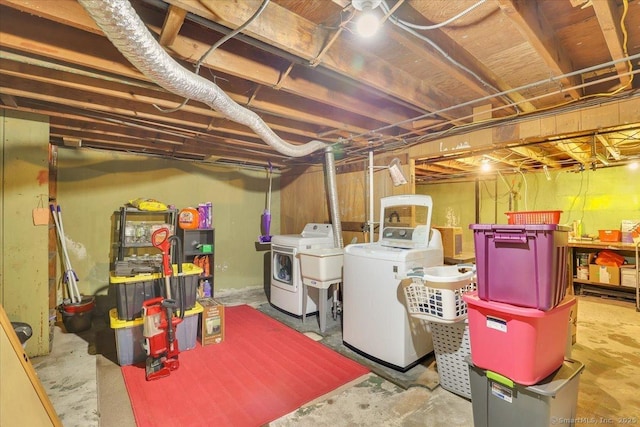 118 W Hartford Rd, Newington, CT 06111 - unfinished basement featuring washing machine and dryer