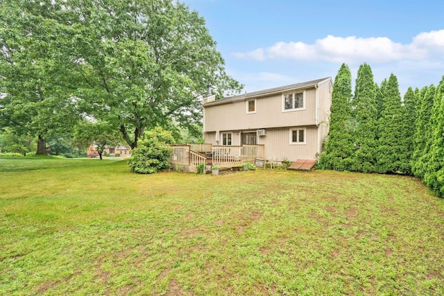 17 Landing Cir, Windsor, CT 06095 - rear view of property with a wooden deck and a lawn