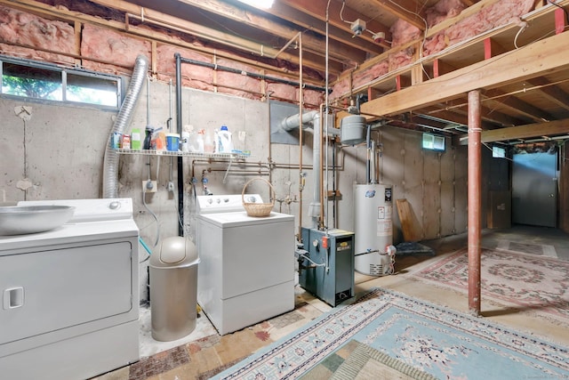 17 Landing Cir, Windsor, CT 06095 - basement featuring gas water heater, separate washer and dryer, and a heating unit