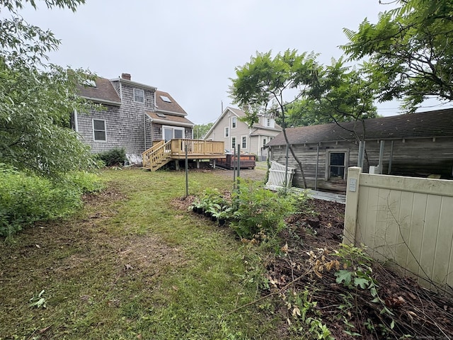 91 Hyde St, New Haven, CT 06512 - view of yard featuring a wooden deck