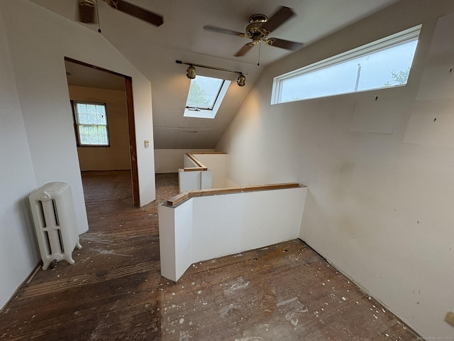 91 Hyde St, New Haven, CT 06512 - bonus room with radiator, a skylight, a ceiling fan, and vaulted ceiling