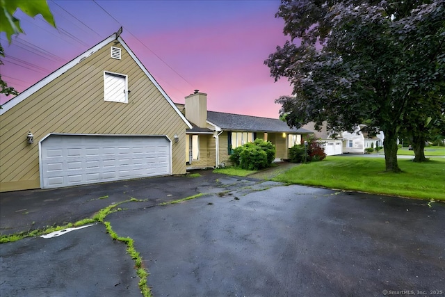 401 Berlin St, Southington, CT 06489 - ranch-style home featuring a chimney, a yard, and asphalt driveway