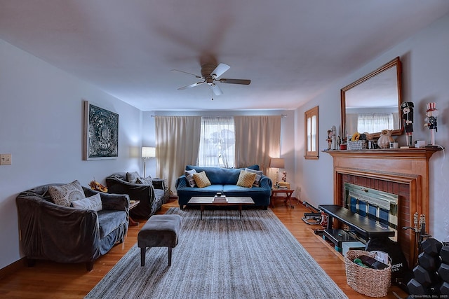 47 Hoffman Rd, Manchester, CT 06042 - living room featuring healthy amount of natural light, a ceiling fan, and wood finished floors