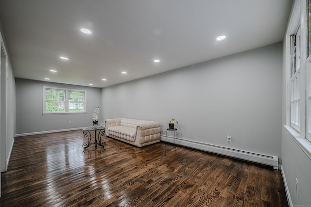 34 Roberts Rd, Marlborough, CT 06447 - living area with baseboard heating, wood finished floors, and recessed lighting