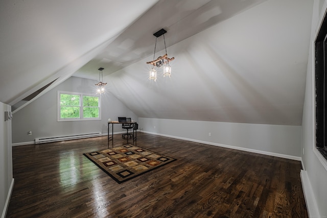 34 Roberts Rd, Marlborough, CT 06447 - bonus room featuring vaulted ceiling, wood finished floors, baseboard heating, and a desk