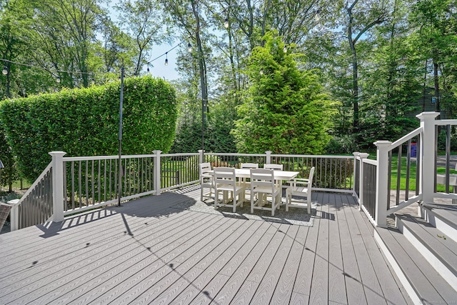 112 Greenbrier Rd, Trumbull, CT 06611 - wooden terrace with outdoor dining space