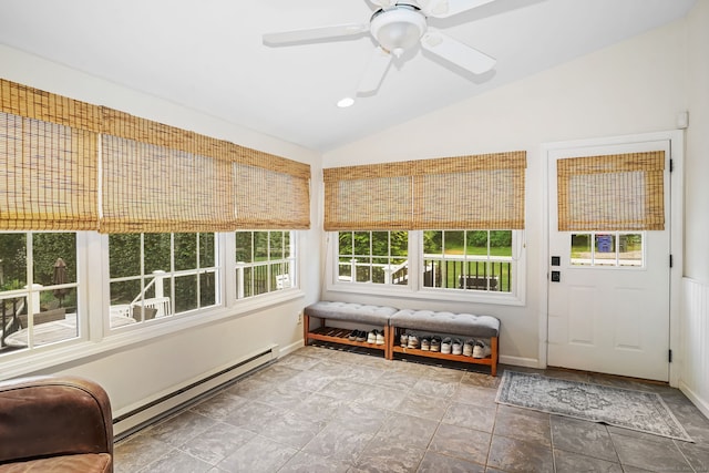 112 Greenbrier Rd, Trumbull, CT 06611 - sunroom / solarium with a baseboard heating unit and vaulted ceiling
