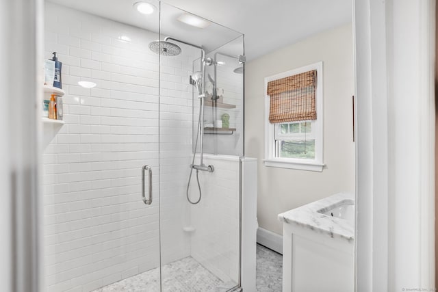 112 Greenbrier Rd, Trumbull, CT 06611 - bathroom featuring a stall shower and vanity