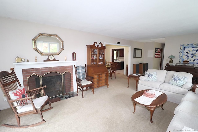 204 W Hill Rd, New Hartford, CT 06057 - living area featuring carpet flooring and a fireplace