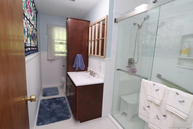 204 W Hill Rd, New Hartford, CT 06057 - bathroom with a stall shower, vanity, and tile patterned flooring