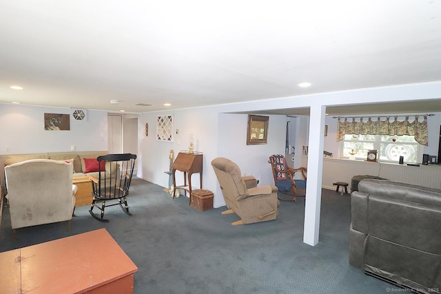 204 W Hill Rd, New Hartford, CT 06057 - carpeted living area featuring recessed lighting