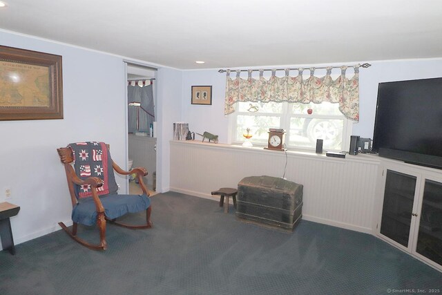 204 W Hill Rd, New Hartford, CT 06057 - living area featuring carpet floors and recessed lighting