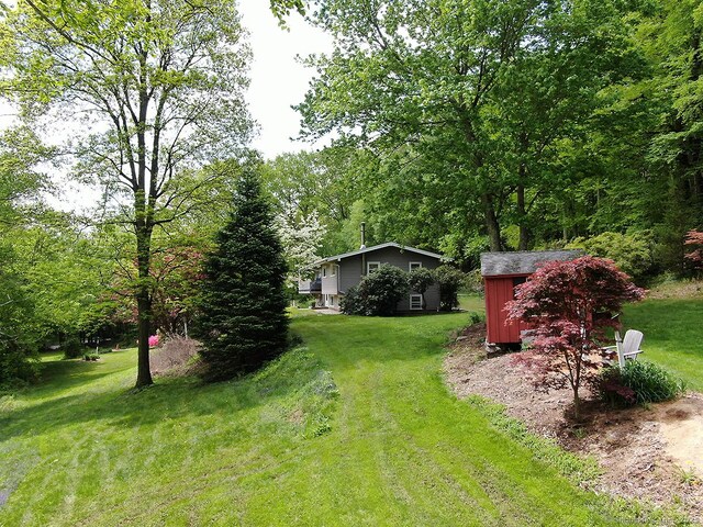 204 W Hill Rd, New Hartford, CT 06057 - view of green lawn with a shed