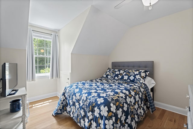 8 Marie Ln, Wallingford, CT 06492 - bedroom with wood finished floors, vaulted ceiling, and ceiling fan