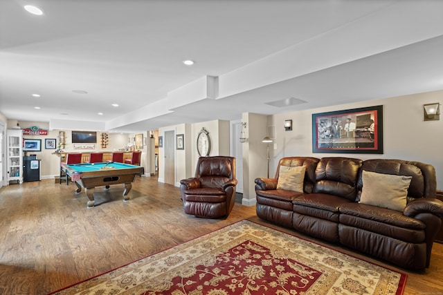 8 Marie Ln, Wallingford, CT 06492 - recreation room featuring wood finished floors, billiards, and recessed lighting