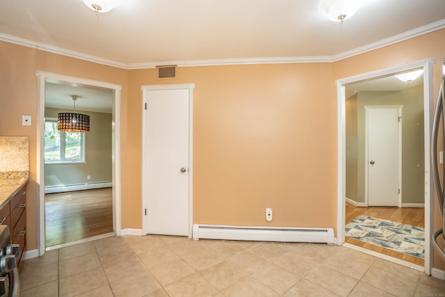 2 Talcott Gln Unit F, Farmington, CT 06032 - unfurnished room with a baseboard heating unit, ornamental molding, and light tile patterned flooring