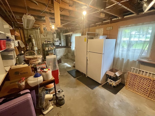 39 Mariner Cir, Trumbull, CT 06611 - below grade area with freestanding refrigerator and electric panel