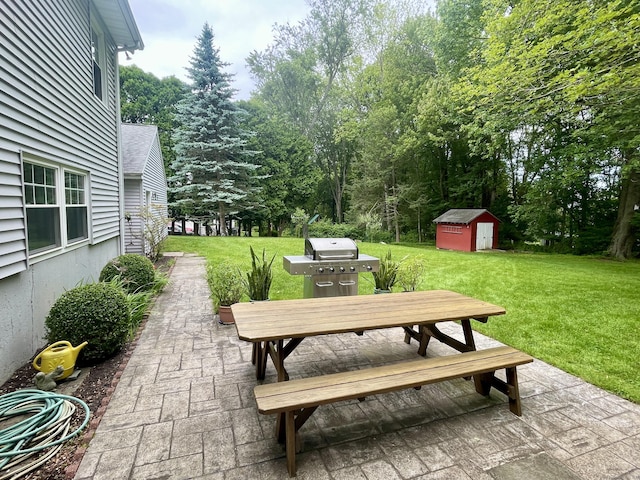 39 Mariner Cir, Trumbull, CT 06611 - view of patio / terrace with outdoor dining area and a storage shed
