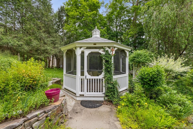 12 Haas Rd, Somers, CT 06071 - view of outdoor structure with a sunroom, a gazebo, and view of wooded area