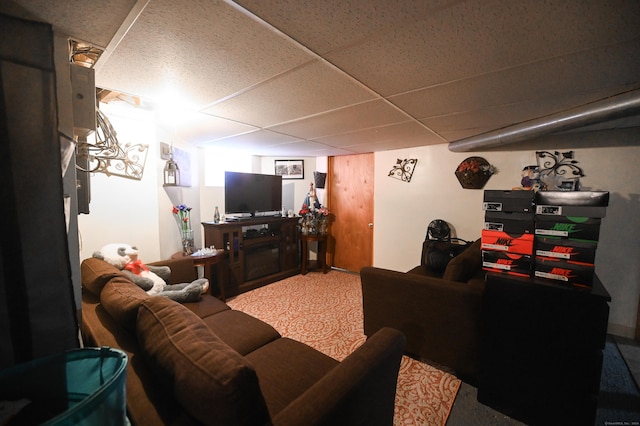 90 Olive St, Bridgeport, CT 06605 - living room featuring carpet and a drop ceiling