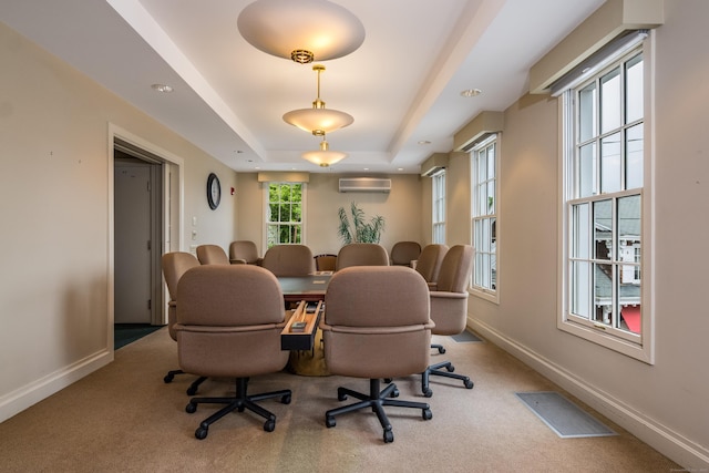 3 Essex Sq, Essex, CT 06426 - office featuring a wall mounted air conditioner, a tray ceiling, carpet floors, and recessed lighting