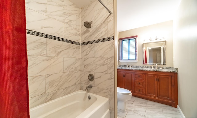 19 Heather Ct Unit 19, Cromwell, CT 06416 - full bathroom featuring marble look tile flooring, shower / tub combo with curtain, and double vanity