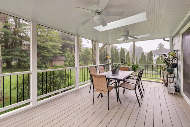 31 Stable Ridge Rd, Monroe, CT 06468 - sunroom featuring a ceiling fan, outdoor dining area, and a skylight