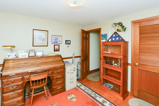 110 Woodfield Rd, Bristol, CT 06010 - home office featuring wood finished floors and wallpapered walls
