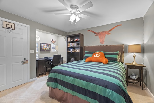 109 Hemlock Dr, Killingworth, CT 06419 - bedroom featuring light carpet, an office area, and ceiling fan
