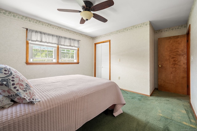 43 Dimmock Rd, Waterford, CT 06385 - carpeted bedroom featuring a closet and a ceiling fan