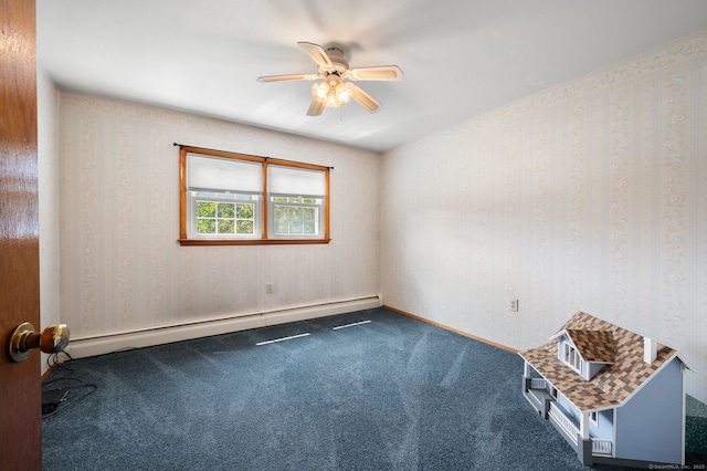 43 Dimmock Rd, Waterford, CT 06385 - carpeted spare room with a baseboard radiator and a ceiling fan