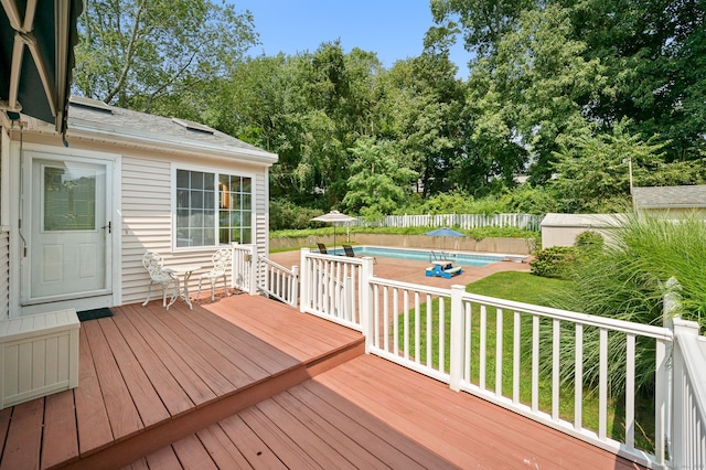 43 Dimmock Rd, Waterford, CT 06385 - wooden deck featuring a fenced backyard and view of scattered trees
