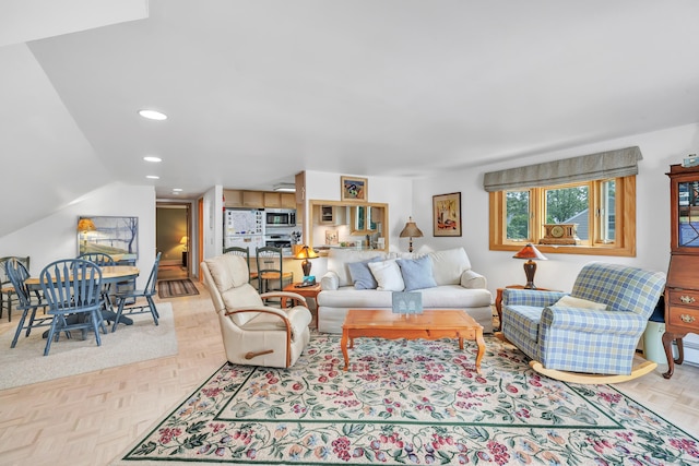 16 Senga Rd, Norwalk, CT 06854 - living area with recessed lighting and vaulted ceiling