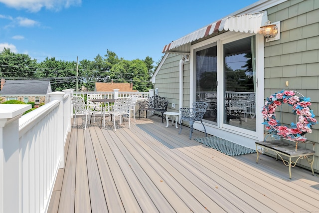 16 Senga Rd, Norwalk, CT 06854 - wooden terrace with outdoor dining space