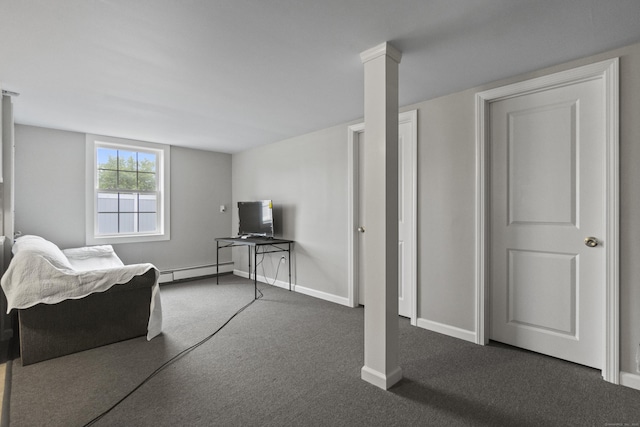 18 King St, Old Saybrook, CT 06475 - carpeted living room with a baseboard radiator and baseboards