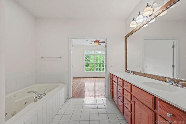 9 Meadowview Ct Unit 9, Canton, CT 06019 - full bath featuring double vanity, a jetted tub, and tile patterned floors