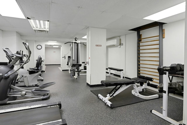 50 Glenbrook Rd Apt 7C, Stamford, CT 06902 - workout area with a wall mounted air conditioner and a drop ceiling