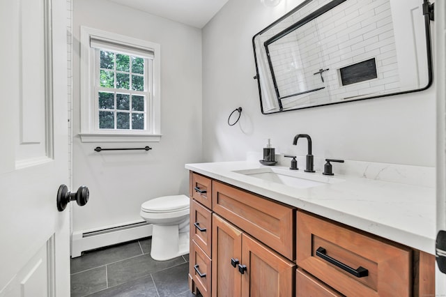 90 Chamberlain Dr, Shelton, CT 06484 - bathroom featuring a baseboard heating unit, vanity, and tile patterned flooring