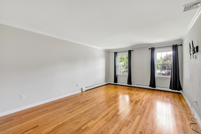 90 Chamberlain Dr, Shelton, CT 06484 - spare room with crown molding, light wood-type flooring, and baseboard heating