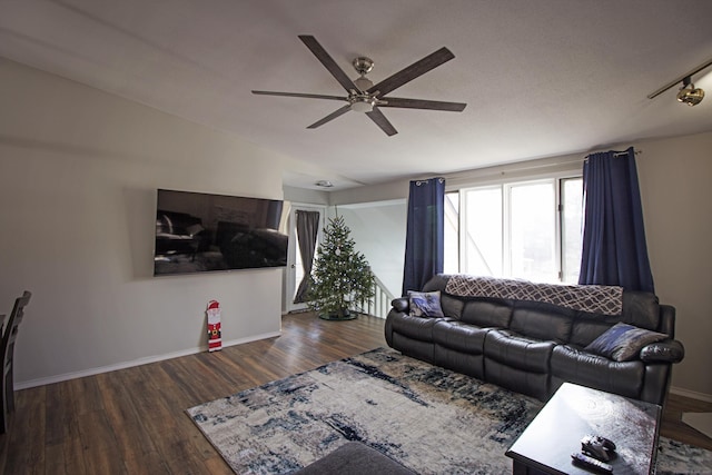 105 Little Oak Ln Unit 105, Rocky Hill, CT 06067 - living area with ceiling fan, wood finished floors, and vaulted ceiling