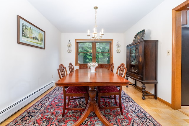 6 Old Sawmill Dr, Beacon Falls, CT 06403 - dining space with a baseboard heating unit and a chandelier