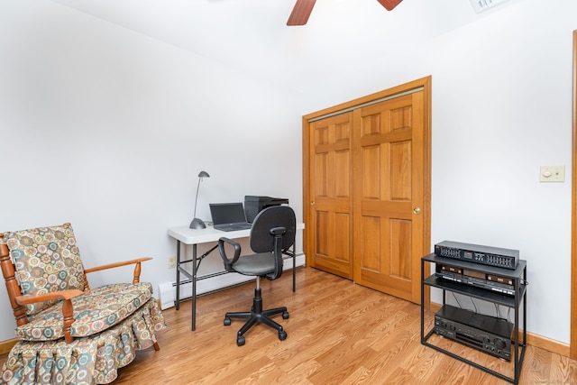 6 Old Sawmill Dr, Beacon Falls, CT 06403 - office space with ceiling fan, wood finished floors, and a baseboard heating unit
