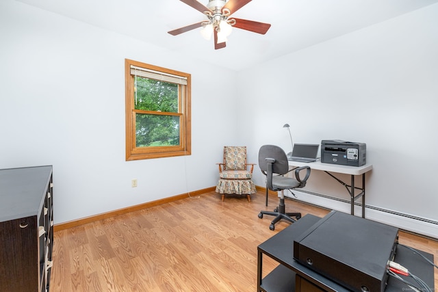 6 Old Sawmill Dr, Beacon Falls, CT 06403 - office with light wood-style floors, a ceiling fan, and a baseboard heating unit