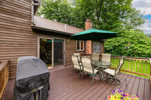 6 Old Sawmill Dr, Beacon Falls, CT 06403 - wooden terrace with outdoor dining area and area for grilling