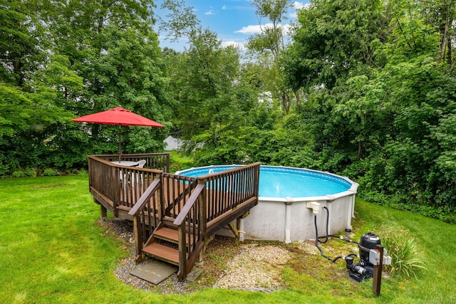 6 Old Sawmill Dr, Beacon Falls, CT 06403 - swimming pool featuring a yard and a wooden deck