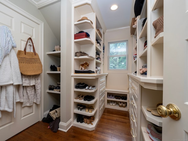565 Danbury Rd, Wilton, CT 06897 - walk in closet with dark wood-style floors